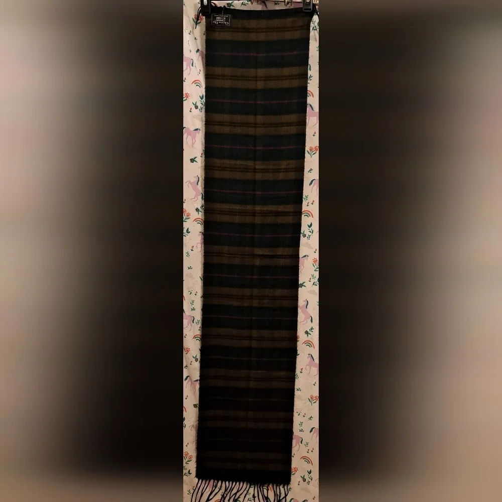 Vintage Dior Forest Green & Mocha Plaid Cashmaire Casual Unisex Scarf Wrap